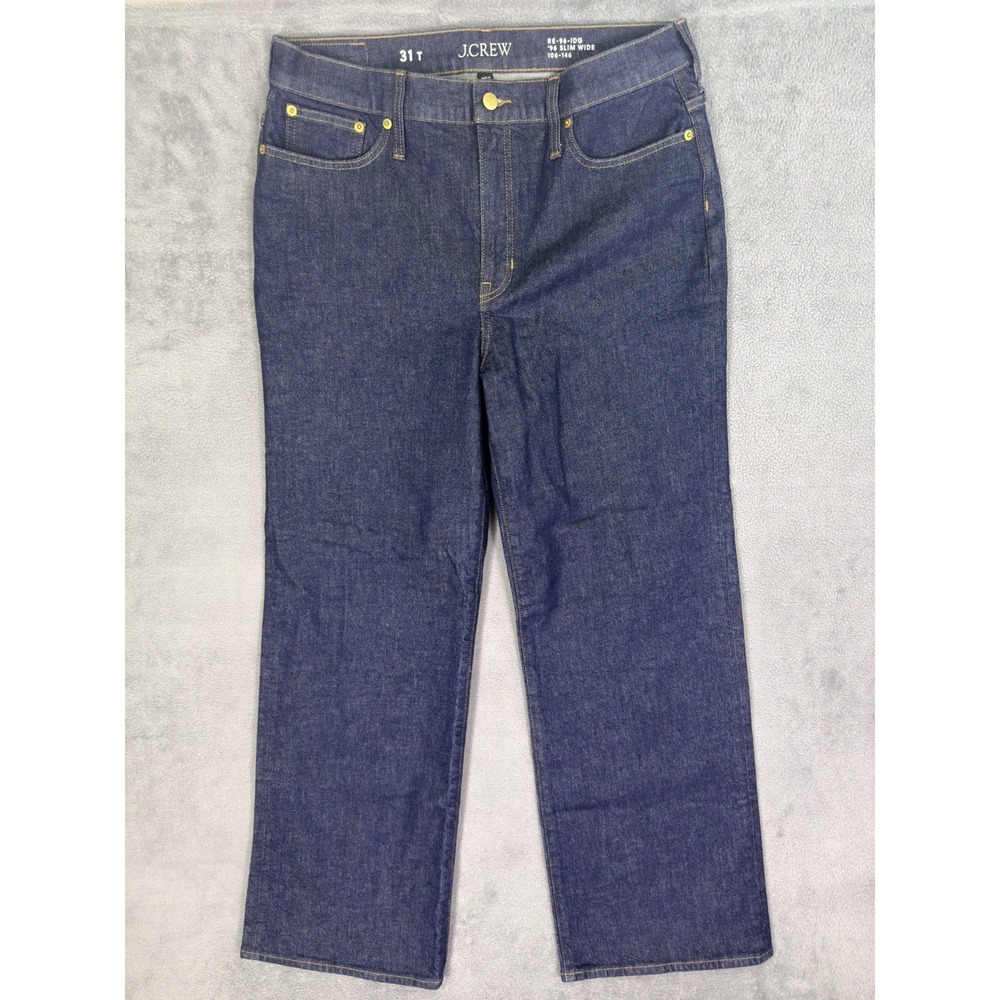 J Crew Jeans Womens 31 T Blue Dark Wash High Rise 96 Slim Wide Leg RE-96-IDG